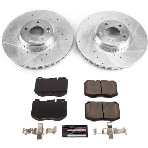 2015-2021 Mercedes-Benz C300, C350e Front Brake Upgrade Kit with Drilled & Slotted Rotors and Carbon-Fiber Ceramic Pads - Premium Replacement