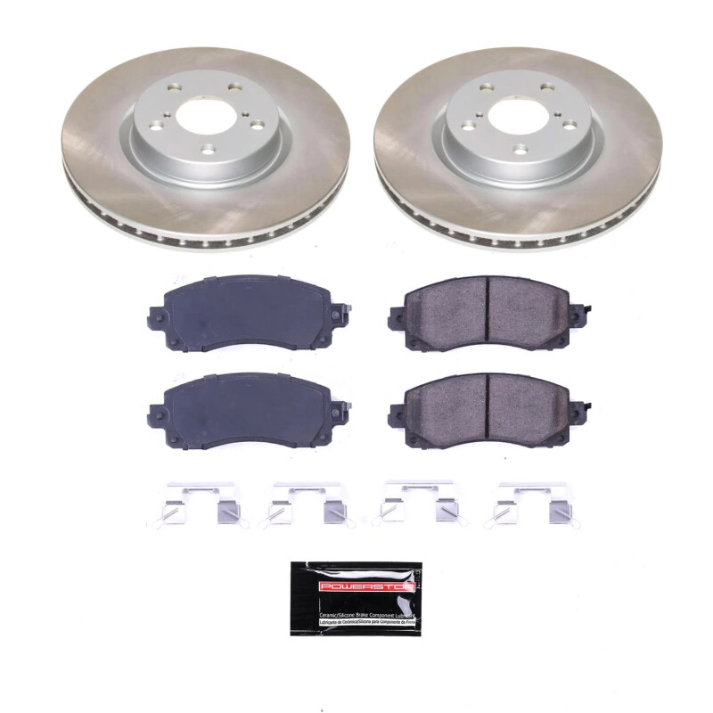 2017-2019 Subaru Impreza Front Semi-Coated Rotor and Low-Dust Ceramic Brake Pad Assembly - Premium Replacement