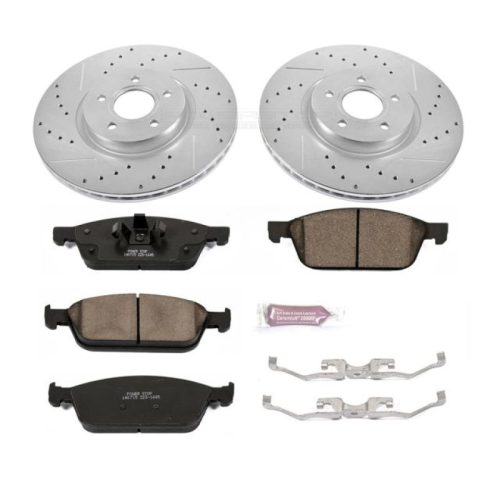 2013-2019 Ford Escape Front Z23 Evolution Sport Brake Kit - Heavy-Duty Drilled & Slotted Rotor with Carbon-Fiber Ceramic Pads - Premium Replacement
