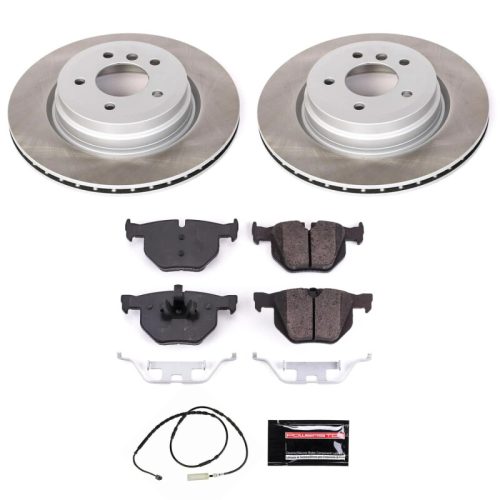 2013-2015 BMW X1 Rear Semi-Coated Rotor Brake Assembly with Ceramic Pads - Premium Replacement