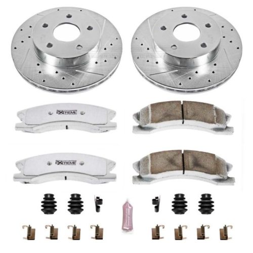 2000-2004 Jeep Grand Cherokee Front Z26 Street Warrior Brake Upgrade Kit - Premium Heavy-Duty Drilled & Slotted Rotor and Carbon-Fiber Ceramic Brake Pads