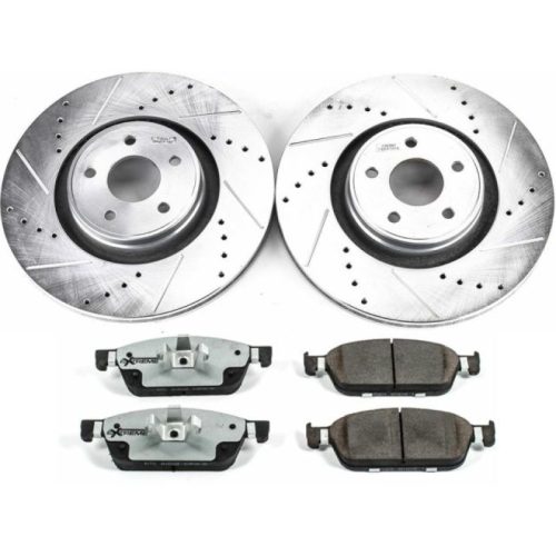 2015-2017 Ford Focus and Lincoln MKC Front Z26 Street Warrior Brake Upgrade Kit - Heavy Duty Drilled & Slotted Rotors with Carbon-Fiber Ceramic Pads - Premium Replacement