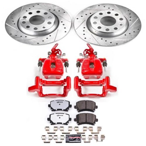 2006-2009 Audi A3 Quattro Z26 Street Warrior Brake Upgrade Kit with Drilled & Slotted Rotors, Carbon-Fiber Ceramic Pads, Powder Coated Calipers - Premium Replacement