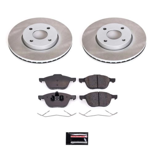 2005-2007 Ford Focus Front Semi-Coated Rotor Brake Assembly with Ceramic Pads - Premium Replacement
