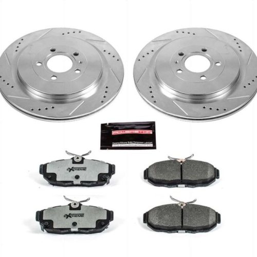 2013-2014 Ford Mustang Rear Z26 Street Warrior Brake Upgrade Kit - High-Performance Drilled & Slotted Rotors, Carbon-Fiber Ceramic Pads - Premium Replacement
