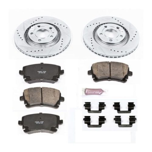 2005-2009 Audi S4 Rear Z23 Evolution Sport Brake Upgrade Kit - Heavy-Duty Drilled & Slotted Rotors with Carbon-Fiber Ceramic Pads - Premium Replacement