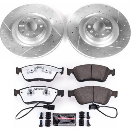 2010-2011 Audi A6 Quattro Front Z26 Street Warrior Brake Upgrade Kit - Heavy Duty Performance with Drilled & Slotted Rotors and Carbon-Fiber Ceramic Pads - Premium Replacement