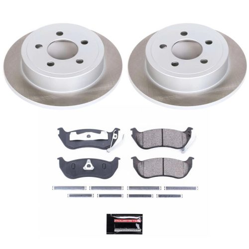 2005-2007 Jeep Liberty Rear Semi-Coated Rotor Brake Assembly with Ceramic Pads - Premium Replacement