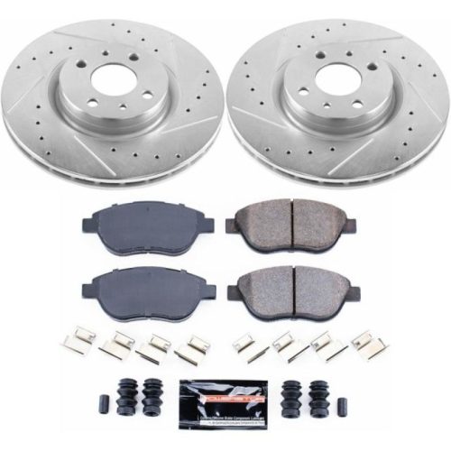2012-2017 Fiat 500 Front Brake Rotor and Carbon-Fiber Ceramic Brake Pad Assembly - Heavy-Duty Performance Upgrade by PowerStop Part K6426