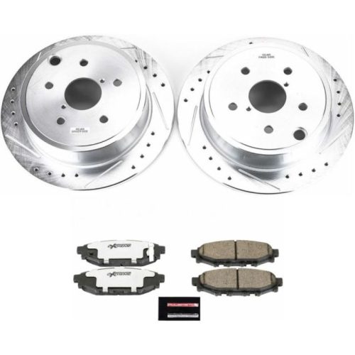 2015-2018 Subaru WRX Rear Z26 Street Warrior Brake Upgrade Kit with Drilled & Slotted Rotors and Carbon-Fiber Ceramic Pads - Premium Replacement