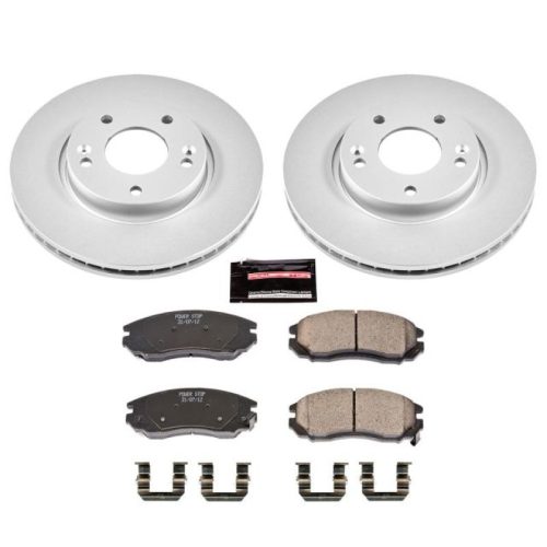 2004-2006 Hyundai Tiburon Front Power Stop Z17 Evolution Geomet Coated Brake Rotor and Ceramic Pad Assembly - Premium Replacement