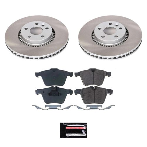 2010-2013 Volvo S80 and S60 Front Semi-Coated Rotor Brake Assembly with Ceramic Pads - Premium Replacement