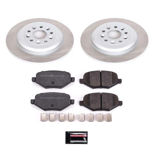 2009-2011 Ford Flex Rear Heavy-Duty Semi-Coated Rotor and Ceramic Brake Pad Assembly - Premium Replacement