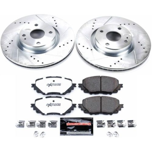 2016-2018 Mazda MX-5 Miata Front Brake Upgrade Kit with Drilled & Slotted Rotors and Carbon-Fiber Ceramic Pads - Premium Replacement