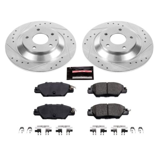 2016-2019 Mazda CX-5 Rear PowerStop Z23 Evolution Sport Brake Upgrade Kit - Heavy-Duty Drilled & Slotted Rotors with Carbon-Fiber Ceramic Pads for Towing and Daily Driving - Premium Replacement