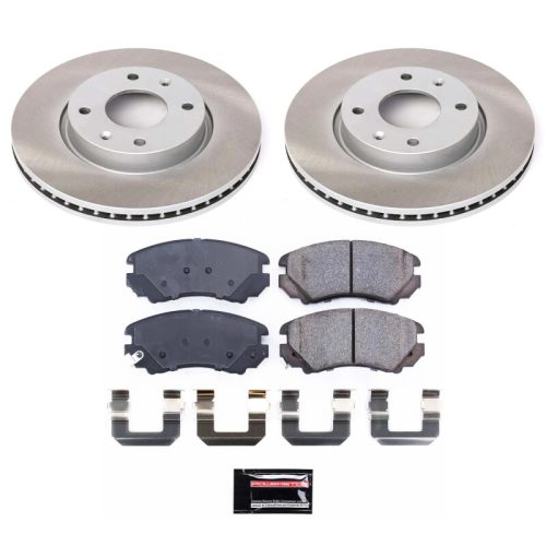 2003-2005 Hyundai Sonata & 2004 Kia Optima Front Semi-Coated Rotor Brake Kit - Heavy-Duty Reliable Replacement with Ceramic Pads and Corrosion-Resistant Coating