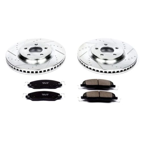 2005-2010 Ford Mustang Front Z23 Evolution Sport Brake Assembly with Drilled & Slotted Rotors and Carbon-Fiber Ceramic Pads - Premium Replacement