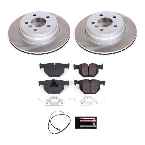 2011-2018 BMW X5 & X6 Rear Semi-Coated Rotor Brake Assembly with Ceramic Pads - Premium Replacement