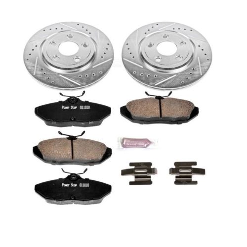 2000-2005 Ford Thunderbird Rear PowerStop Z23 Evolution Sport Brake Kit with Drilled & Slotted Rotors and Carbon-Fiber Ceramic Pads - Premium Replacement