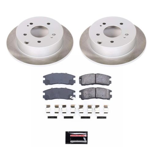 2005-2006 Mitsubishi Galant Rear Semi-Coated Rotor Brake Assembly with Ceramic Pads - Premium Replacement