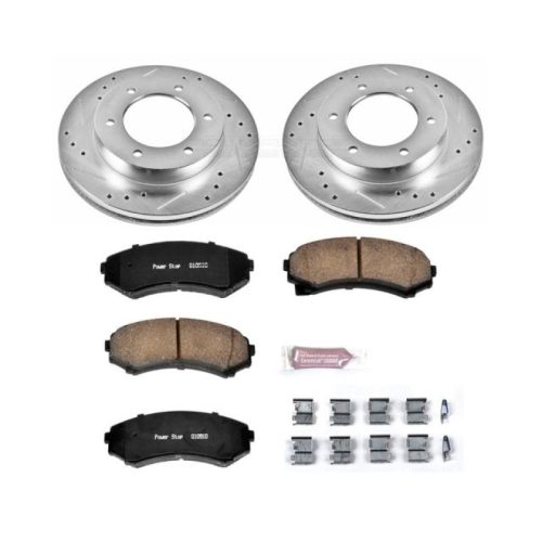 2002 Honda Passport Front Brake Performance Upgrade with Drilled & Slotted Rotors and Carbon-Fiber Ceramic Pads - Premium Replacement