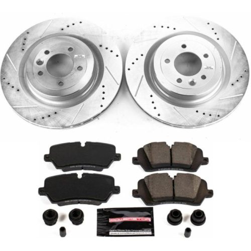 2013-2015 Land Rover Range Rover Rear Brake Rotor and Carbon-Fiber Ceramic Brake Pad Upgrade Kit - Heavy-Duty Drilled & Slotted Performance Replacement