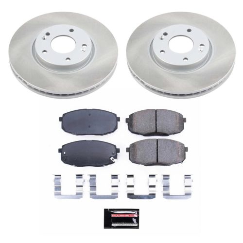 2010-2013 Kia Forte & Forte Koup Front Heavy-Duty Semi-Coated Rotor Brake Assembly with Ceramic Pads - Premium Replacement