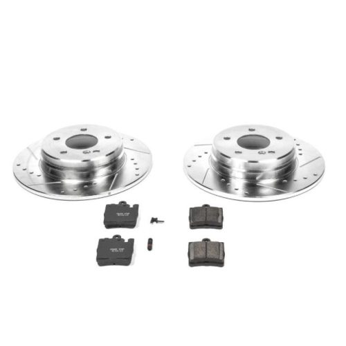 2000-2002 Mercedes-Benz CLK320 Rear Z23 Evolution Sport Brake Kit - Heavy-Duty Drilled and Slotted Rotors with Carbon-Fiber Ceramic Pads - Premium Replacement