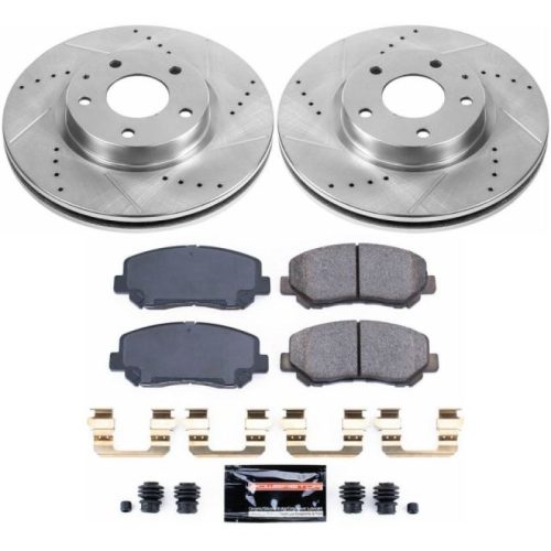 2013-2015 Mazda CX-5 Front Brake Performance Upgrade Kit with Drilled & Slotted Rotors and Carbon-Fiber Ceramic Pads - Premium Replacement