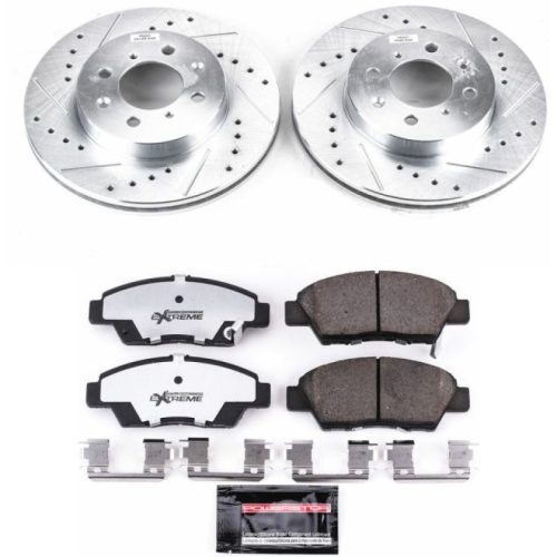 2013-2014 Honda Fit Front Brake Rotor and Carbon-Fiber Ceramic Pad Upgrade Kit - Heavy Duty Performance and Low Dust Brake System - Premium Replacement