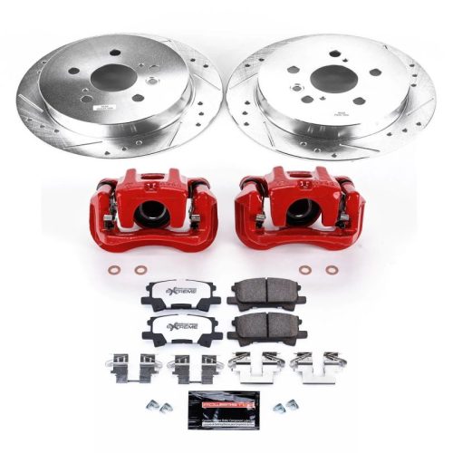 2004-2007 Toyota Highlander Rear Z36 Truck & Tow Brake Upgrade Kit with Drilled & Slotted Rotors and Powder Coated Calipers - Heavy-Duty Performance Replacement