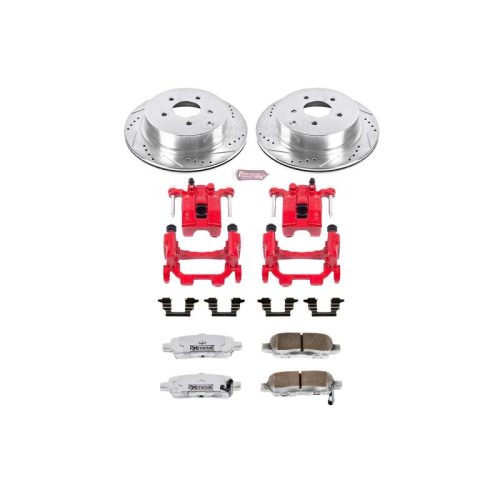 2013-2014 Nissan Pathfinder Rear PowerStop Z26 Street Warrior Brake Kit with Drilled & Slotted Rotors and Powder Coated Calipers - Heavy Duty Performance Upgrade