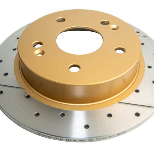DBA Street Series Drilled and Slotted Rotor for Honda Civic 2012-13 - Premium Replacement Brake Rotor with Gold Finish