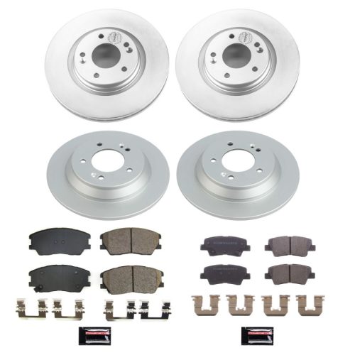2020-2022 Kia Soul Front & Rear Heavy-Duty Geomet Coated Brake Rotor and Ceramic Pad Assembly - Premium Replacement