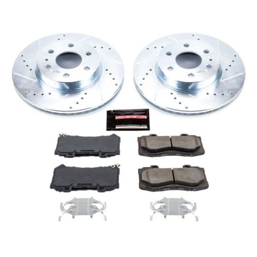 2015-2016 Chevrolet Colorado & GMC Canyon Front Brake Upgrade Kit - PowerStop Z23 Evolution Sport Drilled & Slotted Rotors with Carbon-Fiber Ceramic Pads - Heavy-Duty Performance
