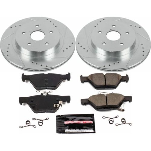 2015-2018 Subaru Legacy and Outback, 2016 Subaru WRX Rear Brake Upgrade Kit with Drilled & Slotted Rotors and Carbon-Fiber Ceramic Pads - Premium Replacement