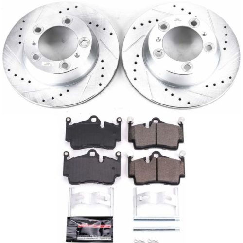 2008-2012 Porsche Boxster & Cayman Rear Z23 Evolution Sport Brake Rotor and Carbon-Fiber Ceramic Brake Pads - Premium Heavy-Duty Replacement