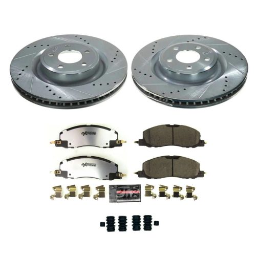 2020-2021 Ford Explorer & Lincoln Aviator Front Z36 Truck & Tow Brake Upgrade Kit - Heavy-Duty Drilled & Slotted Rotors with Carbon-Fiber Ceramic Brake Pads - Premium Replacement