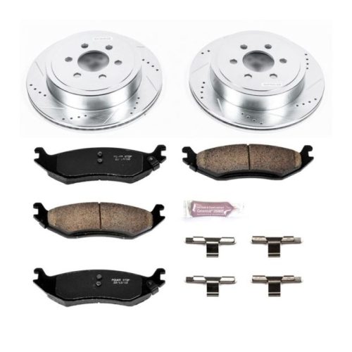 2003 Dodge Durango Rear Z23 Evolution Sport Brake Upgrade Kit - Premium Heavy-Duty Drilled & Slotted Rotor and Carbon-Fiber Ceramic Brake Pads