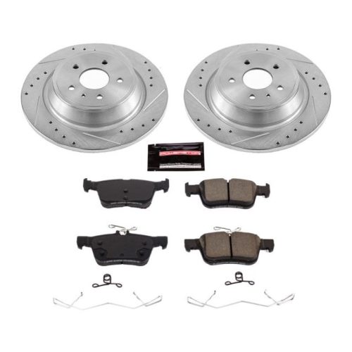 2017-2019 Ford Escape Rear Z23 Evolution Sport Brake Performance Upgrade Kit - Heavy-Duty Drilled & Slotted Rotor with Carbon-Fiber Ceramic Pads