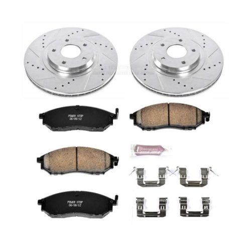 2012-2013 Nissan Murano Front Z23 Evolution Sport Brake Kit with Drilled & Slotted Rotors and Carbon-Fiber Ceramic Pads - Premium Replacement