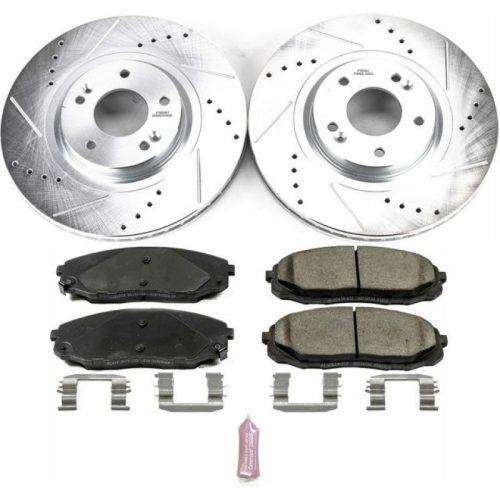 2015-2016 Kia Sedona Front Brake Upgrade Kit with Drilled & Slotted Rotors and Carbon-Fiber Ceramic Pads - Heavy-Duty Performance Replacement