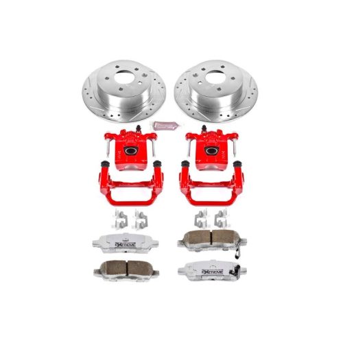 2011-2014 Nissan Juke Rear PowerStop Z26 Street Warrior Brake Upgrade Kit with Drilled & Slotted Rotors, Carbon-Fiber Ceramic Pads, Powder Coated Calipers - Premium Replacement