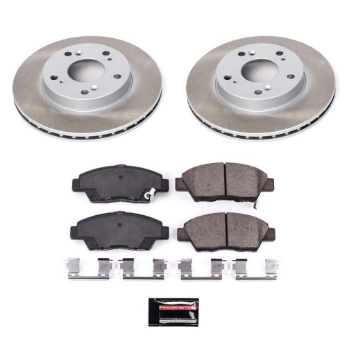 2011-2015 Honda CR-Z Front Semi-Coated Rotor Brake Kit with Ceramic Pads and Hardware - Premium Replacement