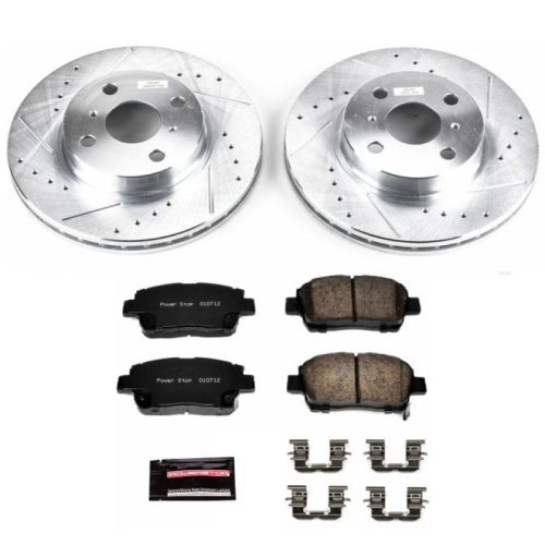 2001-2003 Toyota Prius Front Z23 Evolution Sport Brake Kit - High-Performance Drilled & Slotted Rotors with Carbon-Fiber Ceramic Pads - Premium Replacement
