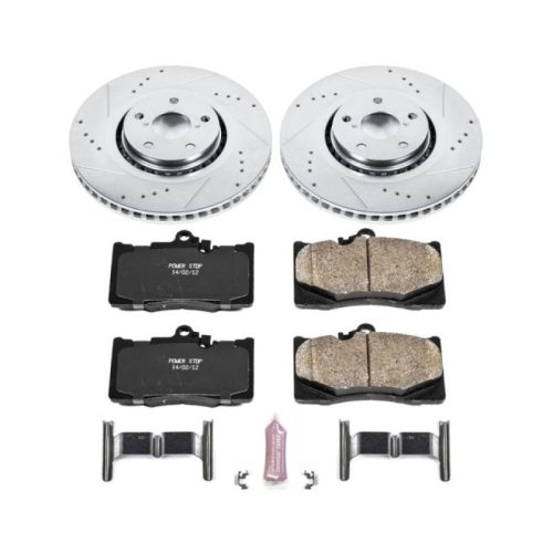 2006-2008 Lexus GS350 & GS430 Front Brake Upgrade Kit with Drilled & Slotted Rotors and Carbon-Fiber Ceramic Pads - Premium Replacement