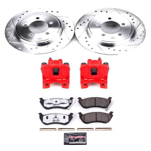 2006-2008 Ford Explorer Rear Z36 Truck & Tow Brake Upgrade Kit with Drilled & Slotted Rotors, Carbon-Fiber Ceramic Pads, Powder Coated Calipers - Premium Replacement