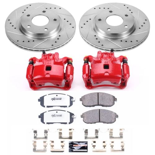 2013-2015 Nissan Sentra Front Z26 Street Warrior Brake Upgrade Kit with Drilled & Slotted Rotors - Premium Replacement