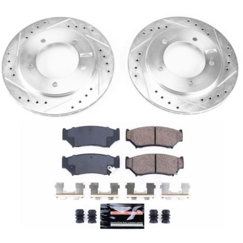 2000-2004 Chevrolet Tracker Front Z23 Evolution Sport Brake Upgrade Kit - Premium Heavy-Duty Drilled & Slotted Rotor and Carbon-Fiber Ceramic Brake Pads