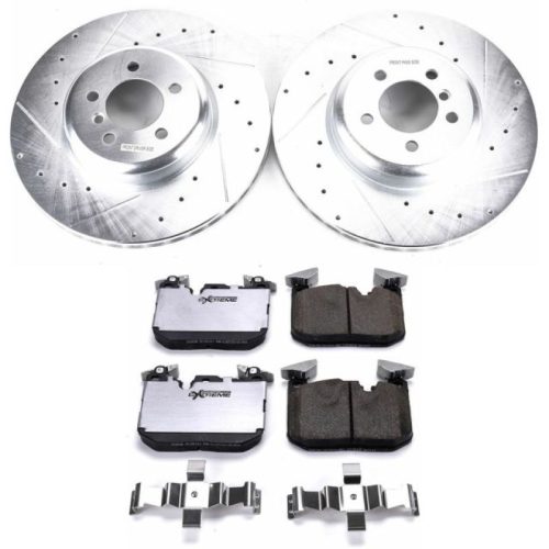 2016-2018 BMW 340i, 340i xDrive, 440i, 440i xDrive Front Brake Upgrade Kit with Drilled & Slotted Rotors and Carbon-Fiber Ceramic Pads - Premium Replacement